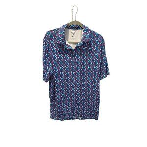 Mens 1776 Short-Sleeve Polo Shirt With Print Size M Blue/White Polo